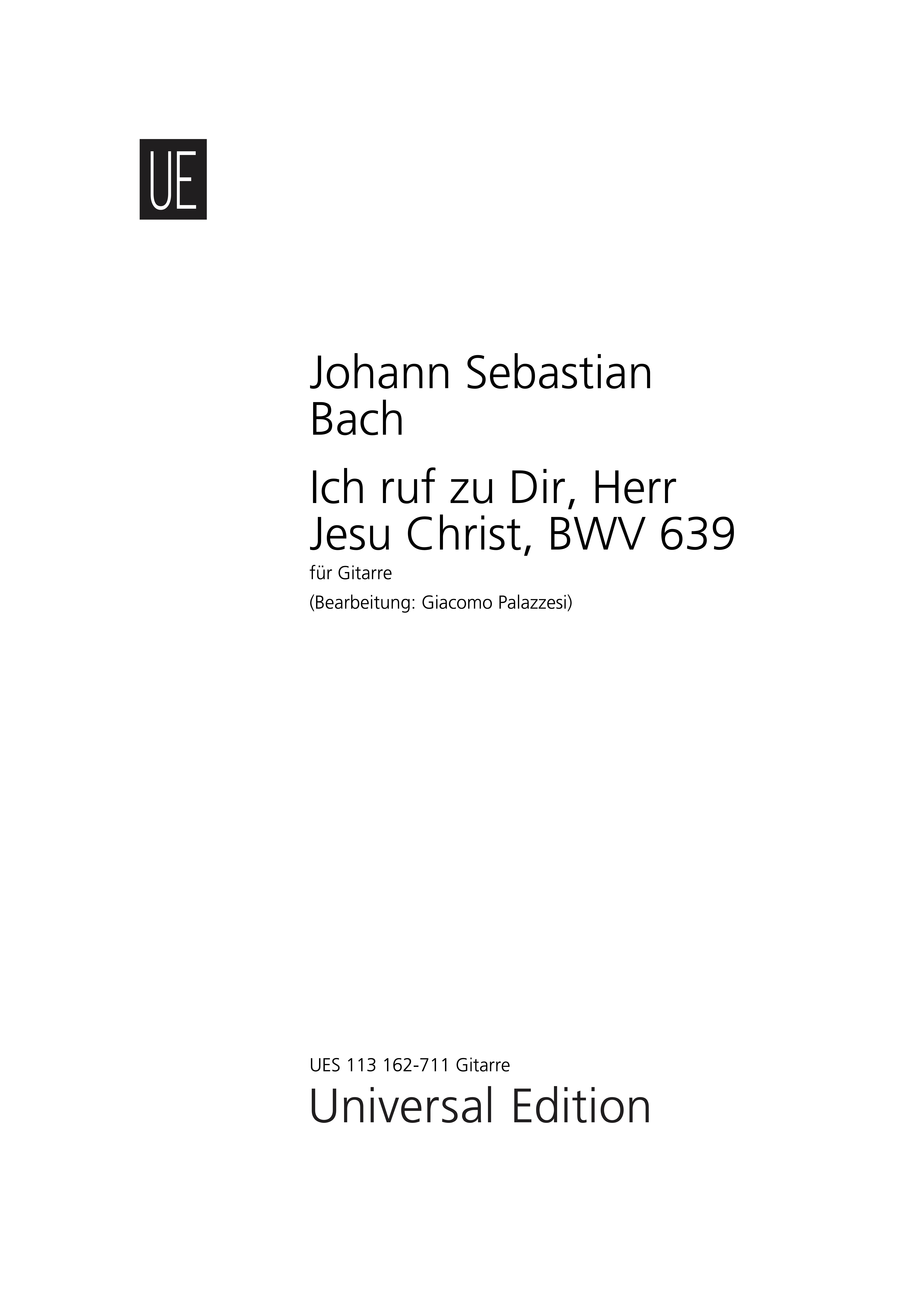 Copertina Universal Edition di Ich ruf zu Dir, Herr Jesu Christ, BWV 639